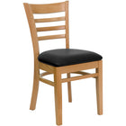 Flash Furniture HERCULES Series Ladder Back Natural Wood Restaurant Chair - Black Vinyl Seat-800 lb. Weight Capacity