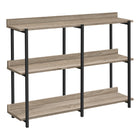 Monarch Specialties 2218 48"L Accent Table - Dark Taupe/Black Metal Console-3-tier console table featuring a long, rectangular tabletop and 2 storage shelves in a dark taupe finish