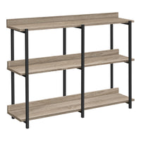 Monarch Specialties 2218 48"L Accent Table - Dark Taupe/Black Metal Console-3-tier console table featuring a long, rectangular tabletop and 2 storage shelves in a dark taupe finish