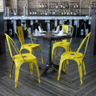 Flash Furniture Commercial Grade Distressed Metal Indoor-Outdoor Stackable Chair - Yellow-Small Caps on cross brace protect finish when stacked