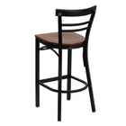 Flash Furniture HERCULES Series Black Two-Slat Ladder Back Metal Restaurant Barstool - Cherry Wood Seat-Cherry Finished Wood Seat