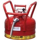 Justrite D.O.T. AccuFlow Safety Cans, 1" x 11 3/4" x 12", Red-Hold-down bracket with easy-to-grip tightening screw prevents vapour release and spills during transport