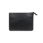 ASHLIN DESIGNER, BROOKE, Medium Leather Pouch, Natural Milled Cowhide, Black-Two interior zippered pockets