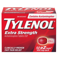 TYLENOL Extra Strength 500mg EZTABS, 50 Count-Fast, effective relief of headaches, aches and pain, and fever