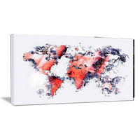 Designart Red and Grey Map Canvas Art Print, (PT2738-32-16)-Print