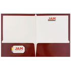 JAM Paper Glossy Two Pocket Presentation Folders, Maroon Burgundy, 100 Pack (V0312403B)-2 pocket