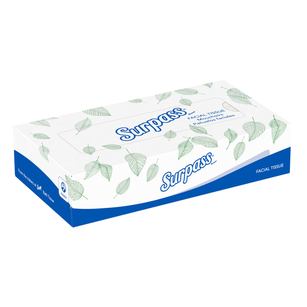Surpass Facial Tissue - 2-Ply - Ecologo - Flat Facial Tissue Boxes