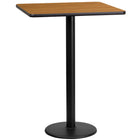 Flash Furniture 24'' Square Laminate Table Top, Natural with 18'' Round Bar-Height Table Base (XUNT2424TR18B)-Bar Height Hospitality Table