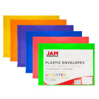 JAM Paper Plastic Envelopes with VELCRO Brand Closure, 1 Expansion, 9.75x13, Assorted Colors, 12 Pack (218V1rgbyporg)-Assorted Colours