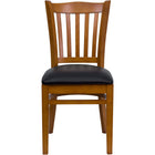 Flash Furniture HERCULES Series Vertical Slat Back Cherry Wood Restaurant Chair - Black Vinyl Seat-Wood Chair
