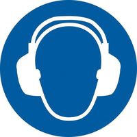 Accuform Signs Wear Ear Protection Iso Mandatory Safety Labels, 2" x 2", Vinyl, Pictogram-Display Type Adhesive