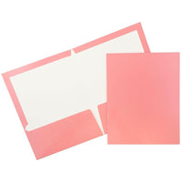 JAM Paper Glossy Two Pocket Presentation Folders, Baby Pink, 100 Pack (31225348D)-Pink