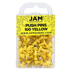 JAM Paper Colourful Push Pins, Yellow Pushpins, 200 Pack-Yellow Plastic with Metal Point