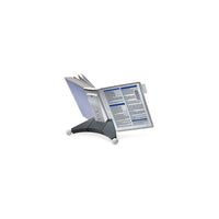 Durable Sherpa Display Reference System, 10 Panels, Grey-This desk reference system uses a rugged plastic desk stand, ensuring its durability