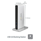 StarTech Dual-Monitor USB 3.0 Docking Station with DVI and Vertical Stand-Add wired network connectivity and audio devices with the Gigabit Ethernet RJ-45 port and headset jack plus separate 3.5 mm audio and microphone ports