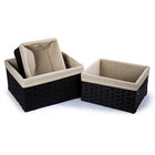 Truu Design Paper Woven Storage Baskets with Liner, Set of 3, 12.5 x 11 x 6.5 inches, Brown-Large: 12.75"L x 6.75"H x 11.5"W / Medium: 11.25"L x 6"H x 10"W / Small: 9.5"L x 5.25"H x 8.25"W