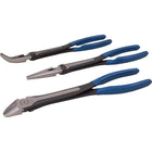 Gray Tools 3 Piece Heavy Duty Long Reach Plier Set-Contains: 30deg offset Diagonal Cutting Pliers, Straight 2" Serrated Jaw Needle Nose Pliers and Bent Needle Nose Pliers With 2" Serrated Jaw.