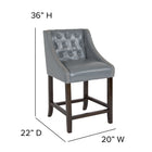 Flash Furniture Carmel Series 24" High Transitional Tufted Walnut Counter Height Stool - Light Grey LeatherSoft-Walnut Wood Finish