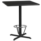 Flash Furniture Laminate 36" Square X-Base Table, Black (XUBK3636T30B3F)-Bar Height Hospitality Table