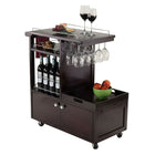 Winsome Galen Entertainment Cart-Removable Tray has area of 14.96"W x 13.62"D x 1.46"H.  Adjustable Shelf area is 13.78"W x 9.13"H.