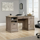 Sauder 59"W Barrister Lane Executive Desk - Salt Oak- File drawer with full extension slides holds letter-size hanging files to keep all your documents organized