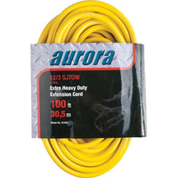 Aurora Tools Outdoor Vinyl Extension Cords With Light Indicator, 12/3 Awg, 15 A, 3 Outlet(S), 100'-Amps 15 A