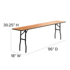 Flash Furniture 18" x 96" Rectangular Wood Folding Training - Seminar Table with Smooth Clear Coated Finished Top-.75" Thick Plywood Top