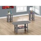 Monarch Specialties 7925P Table Set - 3Pcs Set/Grey-Each Table includes a shelf