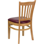Flash Furniture HERCULES Series Vertical Slat Back Natural Wood Restaurant Chair - Burgundy Vinyl Seat-Burgundy Vinyl Upholstered Seat