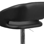 Flash Furniture Contemporary Black Vinyl Adjustable Height Barstool with Rounded Mid-Back & Chrome Base-Height Adjustable Seat with Gas Lift