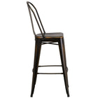 Flash Furniture 30" High Distressed Copper Metal Indoor-Outdoor Barstool with Back-Curved Back with Vertical Slat