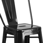 Flash Furniture 23.75" Square Black Metal Indoor-Outdoor Bar Table Set with 2 Stools with Backs-Black Powder Coat Finish