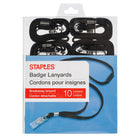 Staples Badge Lanyard with Breakaway Clip - Black - 10 Pack-Heavy-duty 17" nylon strap stands up to daily use