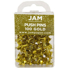 JAM Paper Push Pins, Shiny Gold Pushpins, 2 Packs of 100, 200 Total (222419051a)-2 Packs of 100