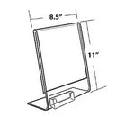 Azar Displays Vertical Slated L-Shaped Sign Holder with Business Card Pocket, Clear, 10 Pack (252050)-Dimensions: 11"H x 8-1/2"W Pocket, 1"H x 3-3/4"W x 3/16"D