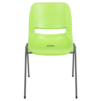 Flash Furniture HERCULES Series Green Ergonomic Shell Stack Chair with Grey Frame-Set of 5 Multipurpose Stack Chairs