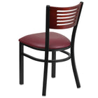 Flash Furniture HERCULES Series Black Slat Back Metal Restaurant Chair - Mahogany Wood Back & Burgundy Vinyl Seat-Burgundy Vinyl Upholstered Seat