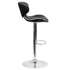 Flash Furniture Contemporary Cozy Mid-Back Vinyl Adjustable Height Barstools with Chrome Base - Black - 2 Pack-Black Vinyl Upholstery