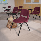Flash Furniture Burgundy Ergonomic Shell Chair with Right Handed Flip-Up Tablet Arm-Burgundy Plastic Seat and Back