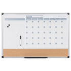 MasterVision 3-in-1 Dry-Erase Calendar Planner Board - Silver Frame - 24" H x 36" W-3-in-1 board with dry-erase calendar section, notes section, and bottom cork board