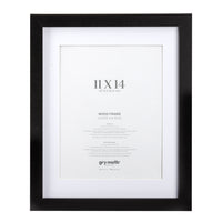 Gry Mattr Wood Document Frame with 10.5" Mat - Black - 11" x 14"-Wood Frame