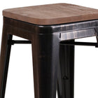Flash Furniture 24" High Backless Black-Antique Gold Metal Counter Height Stool with Square Wood Seat-500 lb. Weight Capacity