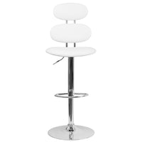 Flash Furniture Contemporary Vinyl Adjustable Height Barstool with Ellipse Back & Chrome Base - White-Retro-Contemporary Style Stool