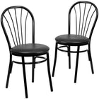 Flash Furniture HERCULES Series Fan Back Metal Chair - Black Vinyl Seat - 2 Pack-Fan Back Design