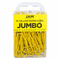 JAM Paper Colored Jumbo 2" Paper Clips - Yellow - 2 Packs of 75-Color: Yellow