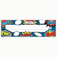 Teacher Created Resources Name Plates 3 1/2" x 11 1/2" Superhero, 216 Pack (TCR5588)-Name plates, great for helping teachers and substitute teachers learn students' names