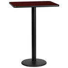 Flash Furniture 24" x 30" Rectangular Mahogany Laminate Table Top with 18" Round Bar Height Table Base-Bar Height Hospitality Table
