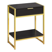 Monarch Specialties 3486 Accent Table - 24"H/Espresso/Gold Metal-Spacious rectangular table top finished in a warm cappuccino
