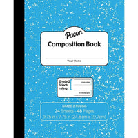 Pacon Marble Composition Book Grade 2 Blue 3/4" Ruled w/Red Baseline, 24 Pack (PACMMK37138)-Plenty of pages for your long school or work day!