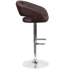 Flash Furniture Contemporary Brown Vinyl Adjustable Height Barstool with Rounded Mid-Back & Chrome Base-Brown Vinyl Upholstery